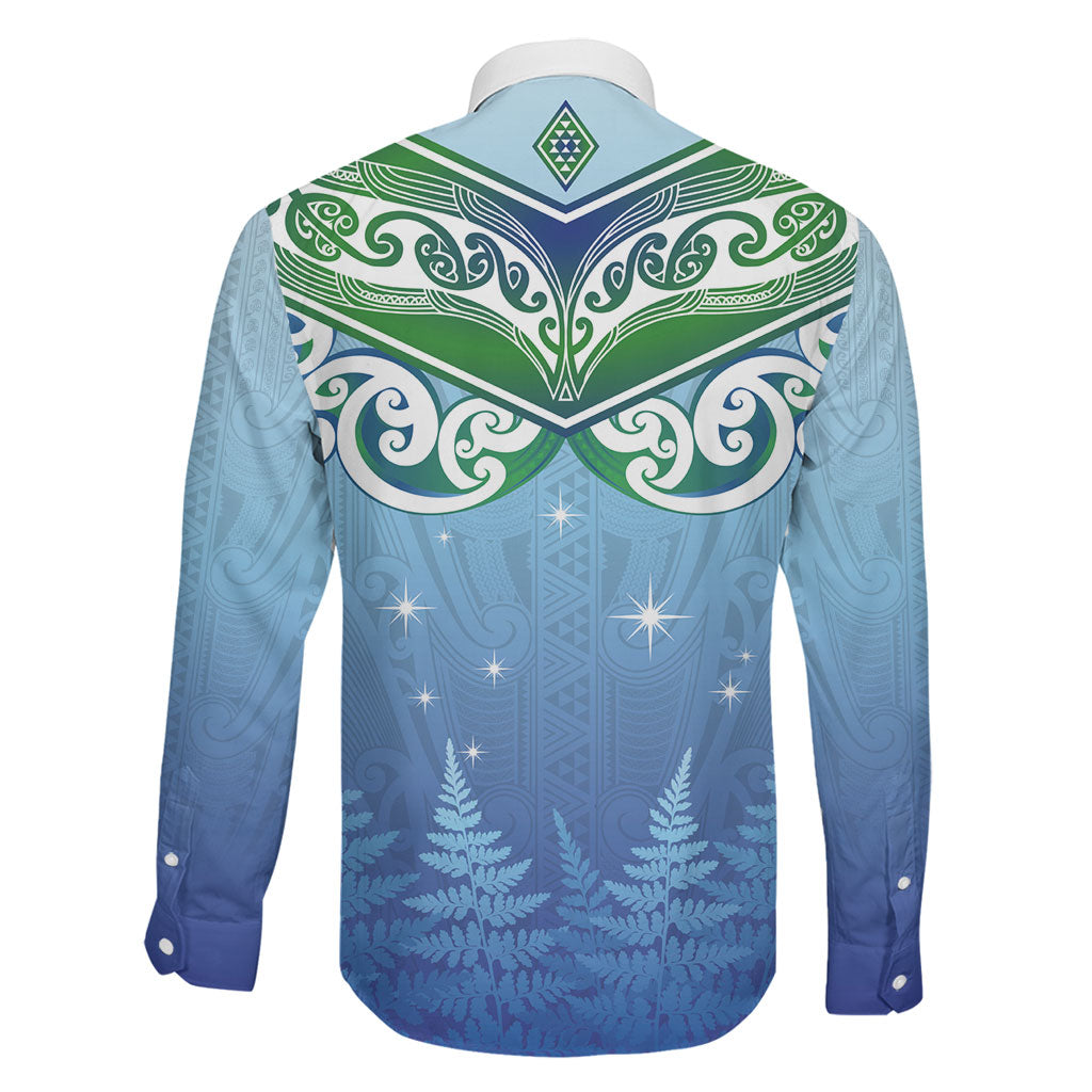 Aotearoa New Zealand New Year Family Matching Summer Maxi Dress and Hawaiian Shirt Maori Motifs with Silver Fern and Matariki Stars LT03 - Polynesian Pride