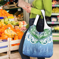 Aotearoa New Zealand New Year Grocery Bag Maori Motifs with Silver Fern and Matariki Stars LT03 - Polynesian Pride