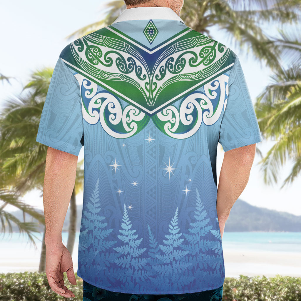 Aotearoa New Zealand New Year Hawaiian Shirt Maori Motifs with Silver Fern and Matariki Stars LT03 - Polynesian Pride