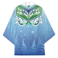 Aotearoa New Zealand New Year Kimono Maori Motifs with Silver Fern and Matariki Stars LT03 - Polynesian Pride