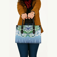 Aotearoa New Zealand New Year Leather Bag Maori Motifs with Silver Fern and Matariki Stars LT03 - Polynesian Pride