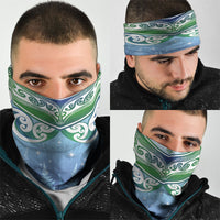 Aotearoa New Zealand New Year Neck Gaiter Maori Motifs with Silver Fern and Matariki Stars LT03 - Polynesian Pride
