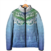 Aotearoa New Zealand New Year Padded Jacket Maori Motifs with Silver Fern and Matariki Stars LT03 - Polynesian Pride