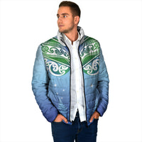 Aotearoa New Zealand New Year Padded Jacket Maori Motifs with Silver Fern and Matariki Stars LT03 - Polynesian Pride