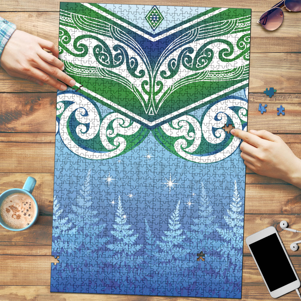 Aotearoa New Zealand New Year Puzzle Maori Motifs with Silver Fern and Matariki Stars LT03 Multicolor - Polynesian Pride