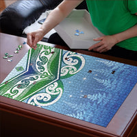 Aotearoa New Zealand New Year Puzzle Maori Motifs with Silver Fern and Matariki Stars LT03 - Polynesian Pride