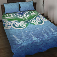 Aotearoa New Zealand New Year Quilt Bed Set Maori Motifs with Silver Fern and Matariki Stars LT03 Multicolor - Polynesian Pride