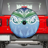 Aotearoa New Zealand New Year Spare Tire Cover Maori Motifs with Silver Fern and Matariki Stars LT03 - Polynesian Pride