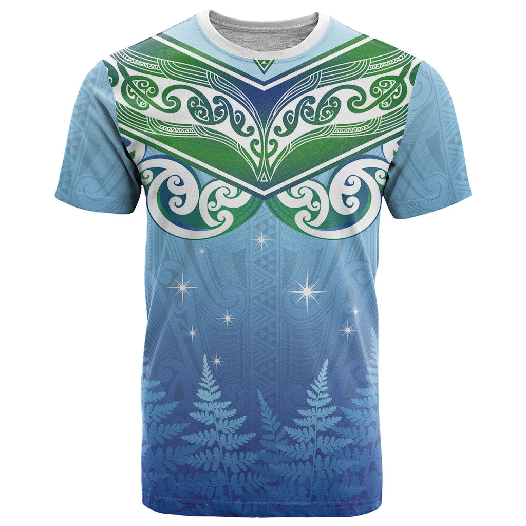 Aotearoa New Zealand New Year T Shirt Maori Motifs with Silver Fern and Matariki Stars LT03 Multicolor - Polynesian Pride