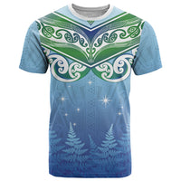 Aotearoa New Zealand New Year T Shirt Maori Motifs with Silver Fern and Matariki Stars LT03 Multicolor - Polynesian Pride