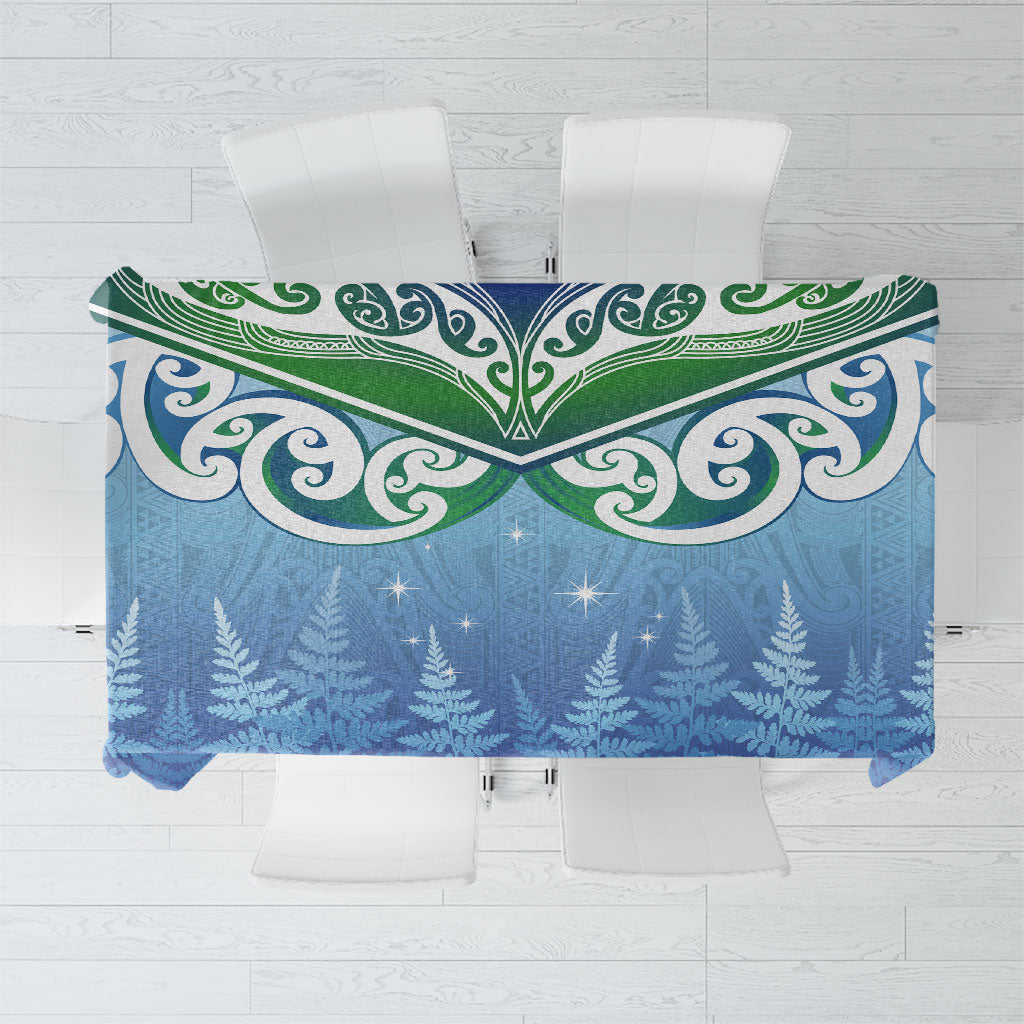 Aotearoa New Zealand New Year Tablecloth Maori Motifs with Silver Fern and Matariki Stars