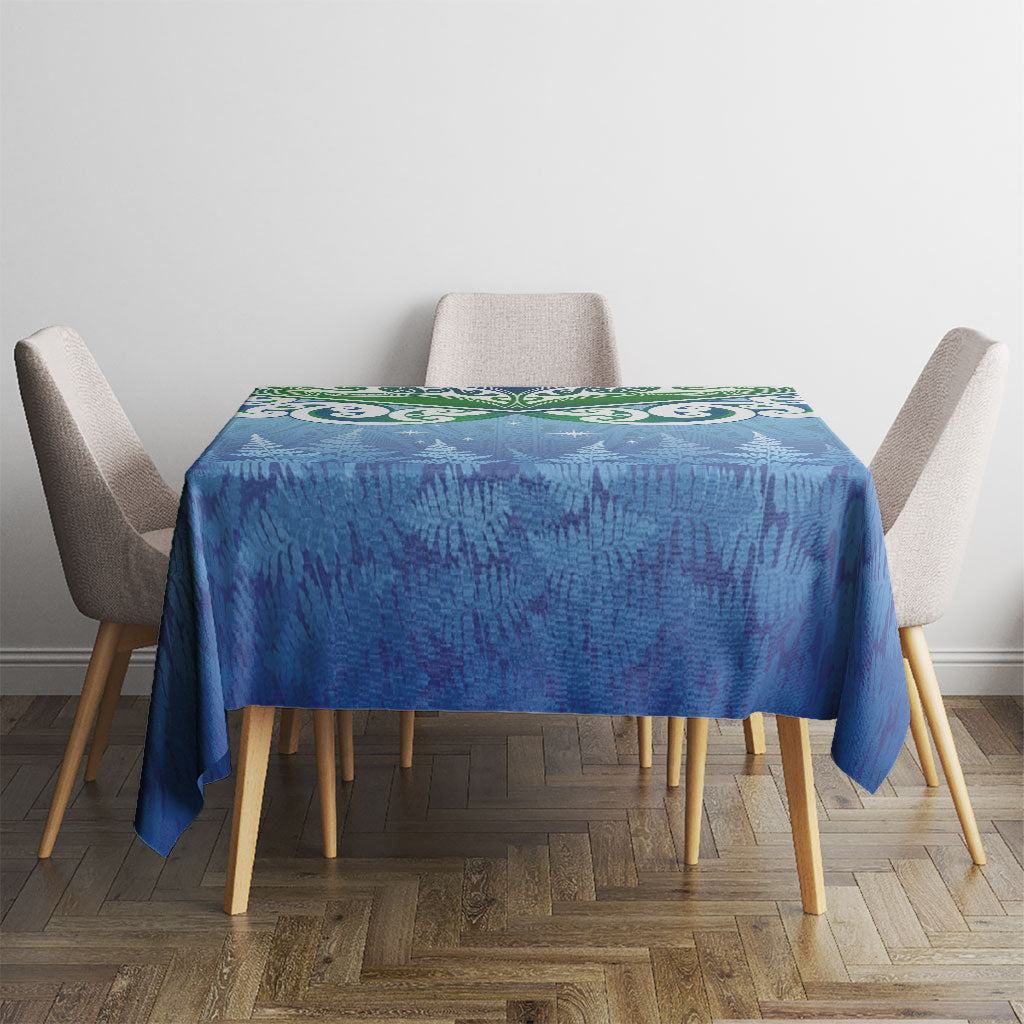 Aotearoa New Zealand New Year Tablecloth Maori Motifs with Silver Fern and Matariki Stars