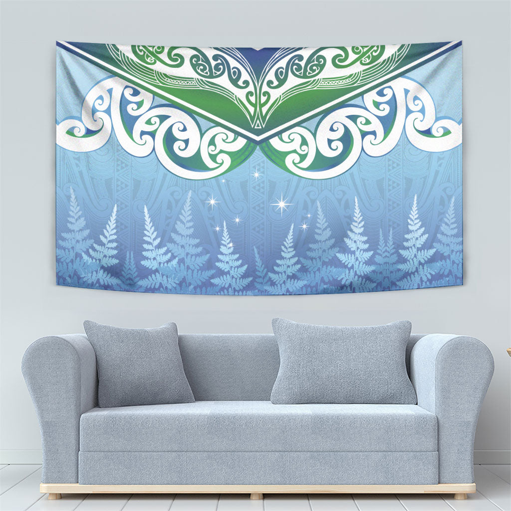 Aotearoa New Zealand New Year Tapestry Maori Motifs with Silver Fern and Matariki Stars LT03 - Polynesian Pride