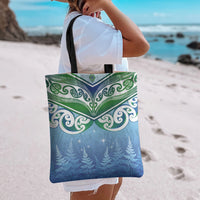 Aotearoa New Zealand New Year Tote Bag Maori Motifs with Silver Fern and Matariki Stars LT03 - Polynesian Pride