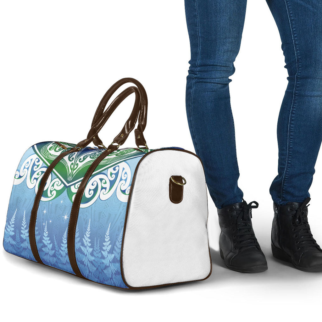 Aotearoa New Zealand New Year Travel Bag Maori Motifs with Silver Fern and Matariki Stars LT03 - Polynesian Pride