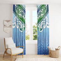 Aotearoa New Zealand New Year Window Curtain Maori Motifs with Silver Fern and Matariki Stars LT03 - Polynesian Pride