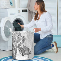 Aotearoa Moko Tribal Tattoo Laundry Basket New Zealand Maori Penguin and Fantail White Color LT03 - Polynesian Pride