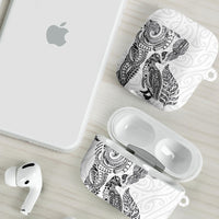 Aotearoa Moko Tribal Tattoo AirPods Case New Zealand Maori Penguin and Fantail White Color LT03 - Polynesian Pride
