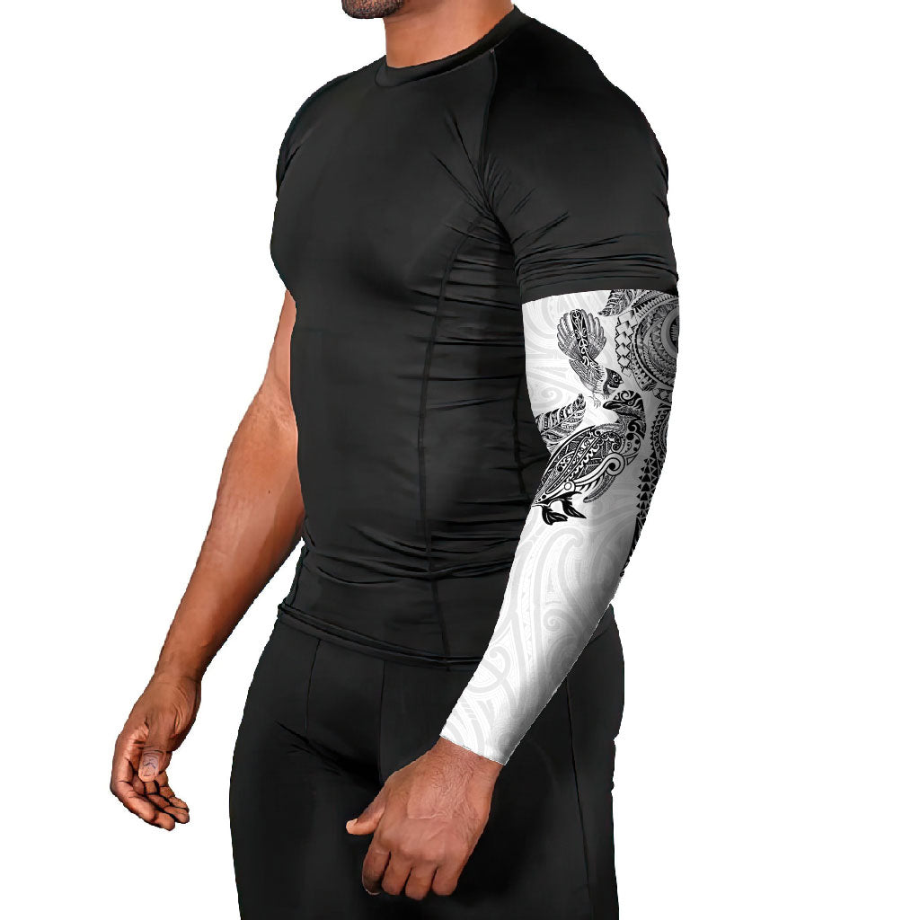 Aotearoa Moko Tribal Tattoo Arm Sleeves New Zealand Maori Penguin and Fantail White Color LT03 - Polynesian Pride