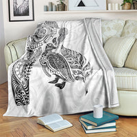Aotearoa Moko Tribal Tattoo Blanket New Zealand Maori Penguin and Fantail White Color LT03 White - Polynesian Pride