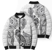 Aotearoa Moko Tribal Tattoo Bomber Puffer Jacket New Zealand Maori Penguin and Fantail White Color LT03 - Polynesian Pride