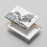 Aotearoa Moko Tribal Tattoo Canvas Wall Art New Zealand Maori Penguin and Fantail White Color LT03 - Polynesian Pride