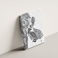 Aotearoa Moko Tribal Tattoo Canvas Wall Art New Zealand Maori Penguin and Fantail White Color LT03 - Polynesian Pride