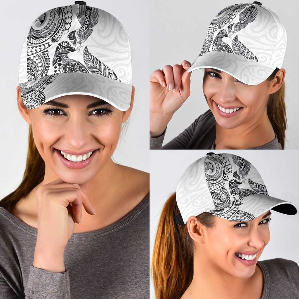 Aotearoa Moko Tribal Tattoo Classic Cap New Zealand Maori Penguin and Fantail White Color LT03 - Polynesian Pride
