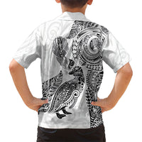 Aotearoa Moko Tribal Tattoo Family Matching Tank Maxi Dress and Hawaiian Shirt New Zealand Maori Penguin and Fantail White Color LT03 - Polynesian Pride