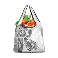 Aotearoa Moko Tribal Tattoo Grocery Bag New Zealand Maori Penguin and Fantail White Color LT03 1-pack One Size White - Polynesian Pride