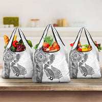 Aotearoa Moko Tribal Tattoo Grocery Bag New Zealand Maori Penguin and Fantail White Color LT03 3-pack One Size White - Polynesian Pride