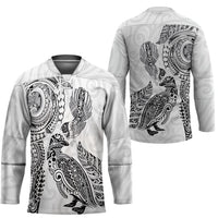 Aotearoa Moko Tribal Tattoo Hockey Jersey New Zealand Maori Penguin and Fantail White Color LT03 - Polynesian Pride