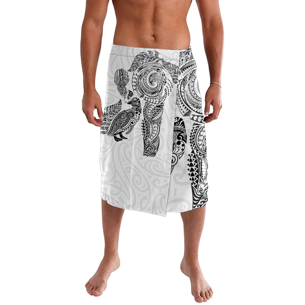 Aotearoa Moko Tribal Tattoo Lavalava New Zealand Maori Penguin and Fantail White Color