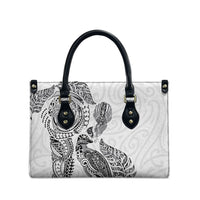 Aotearoa Moko Tribal Tattoo Leather Bag New Zealand Maori Penguin and Fantail White Color LT03 - Polynesian Pride