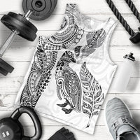 Aotearoa Moko Tribal Tattoo Men Tank Top New Zealand Maori Penguin and Fantail White Color LT03 - Polynesian Pride