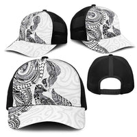 Aotearoa Moko Tribal Tattoo Mesh Trucker Cap New Zealand Maori Penguin and Fantail White Color LT03 - Polynesian Pride