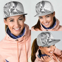 Aotearoa Moko Tribal Tattoo Mesh Trucker Cap New Zealand Maori Penguin and Fantail White Color LT03 - Polynesian Pride