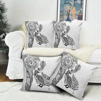 Aotearoa Moko Tribal Tattoo Pillow Cover New Zealand Maori Penguin and Fantail White Color LT03 - Polynesian Pride