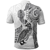 Aotearoa Moko Tribal Tattoo Polo Shirt New Zealand Maori Penguin and Fantail White Color LT03 - Polynesian Pride