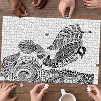 Aotearoa Moko Tribal Tattoo Puzzle New Zealand Maori Penguin and Fantail White Color LT03 - Polynesian Pride