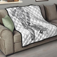 Aotearoa Moko Tribal Tattoo Quilt New Zealand Maori Penguin and Fantail White Color LT03 - Polynesian Pride