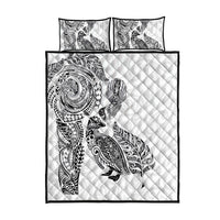 Aotearoa Moko Tribal Tattoo Quilt Bed Set New Zealand Maori Penguin and Fantail White Color LT03 - Polynesian Pride