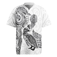 Aotearoa Moko Tribal Tattoo Rugby Jersey New Zealand Maori Penguin and Fantail White Color LT03 White - Polynesian Pride