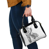 Aotearoa Moko Tribal Tattoo Shoulder Handbag New Zealand Maori Penguin and Fantail White Color LT03 - Polynesian Pride