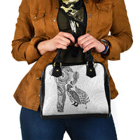Aotearoa Moko Tribal Tattoo Shoulder Handbag New Zealand Maori Penguin and Fantail White Color LT03 - Polynesian Pride