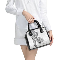 Aotearoa Moko Tribal Tattoo Shoulder Handbag New Zealand Maori Penguin and Fantail White Color LT03 - Polynesian Pride