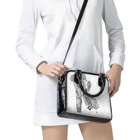 Aotearoa Moko Tribal Tattoo Shoulder Handbag New Zealand Maori Penguin and Fantail White Color LT03 - Polynesian Pride
