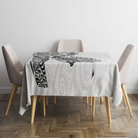 Aotearoa Moko Tribal Tattoo Tablecloth New Zealand Maori Penguin and Fantail White Color LT03 - Polynesian Pride