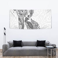 Aotearoa Moko Tribal Tattoo Tapestry New Zealand Maori Penguin and Fantail White Color LT03 - Polynesian Pride