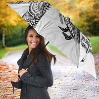 Aotearoa Moko Tribal Tattoo Umbrella New Zealand Maori Penguin and Fantail White Color LT03 - Polynesian Pride